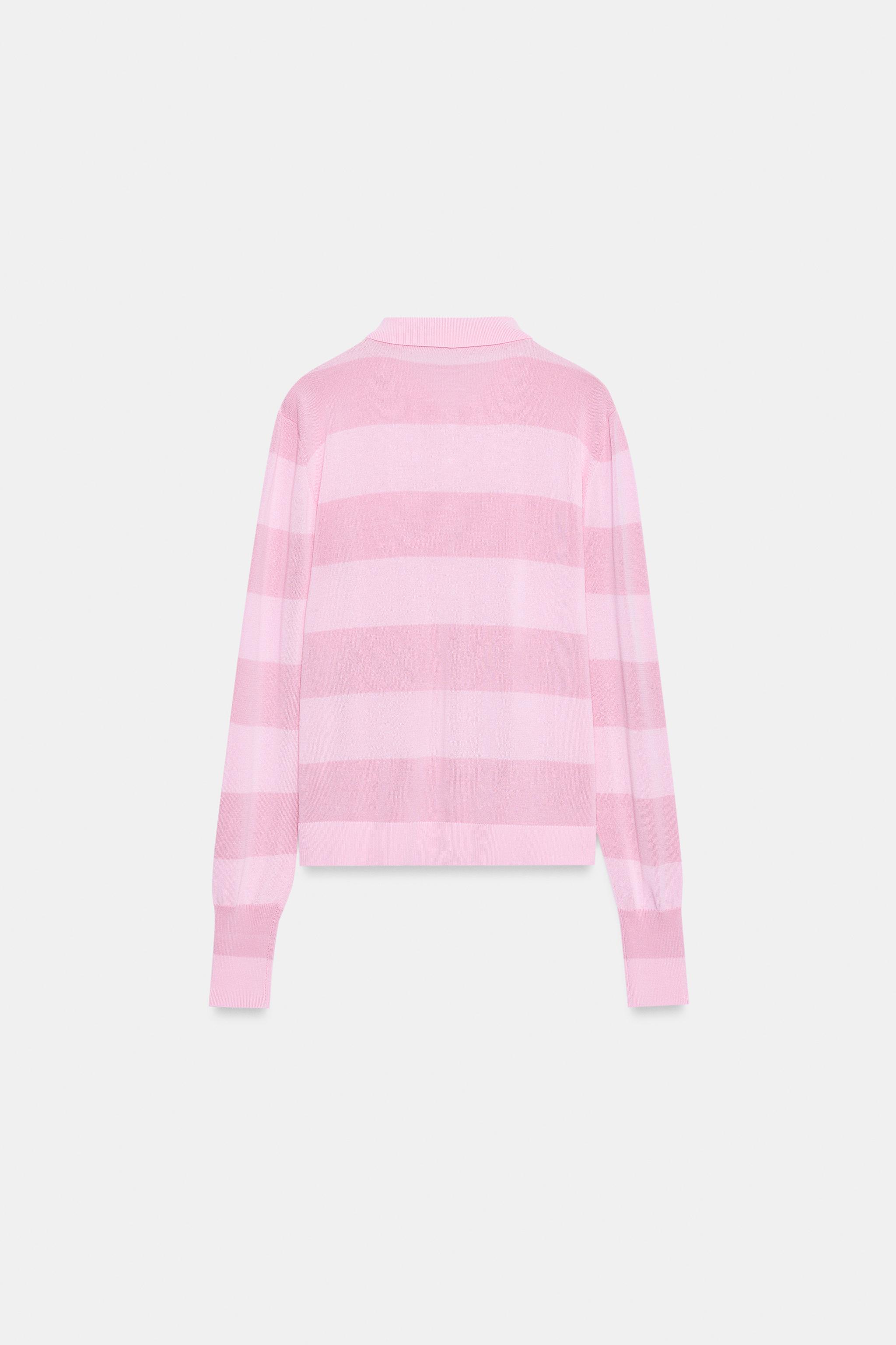 STRIPED KNIT POLO JACKET